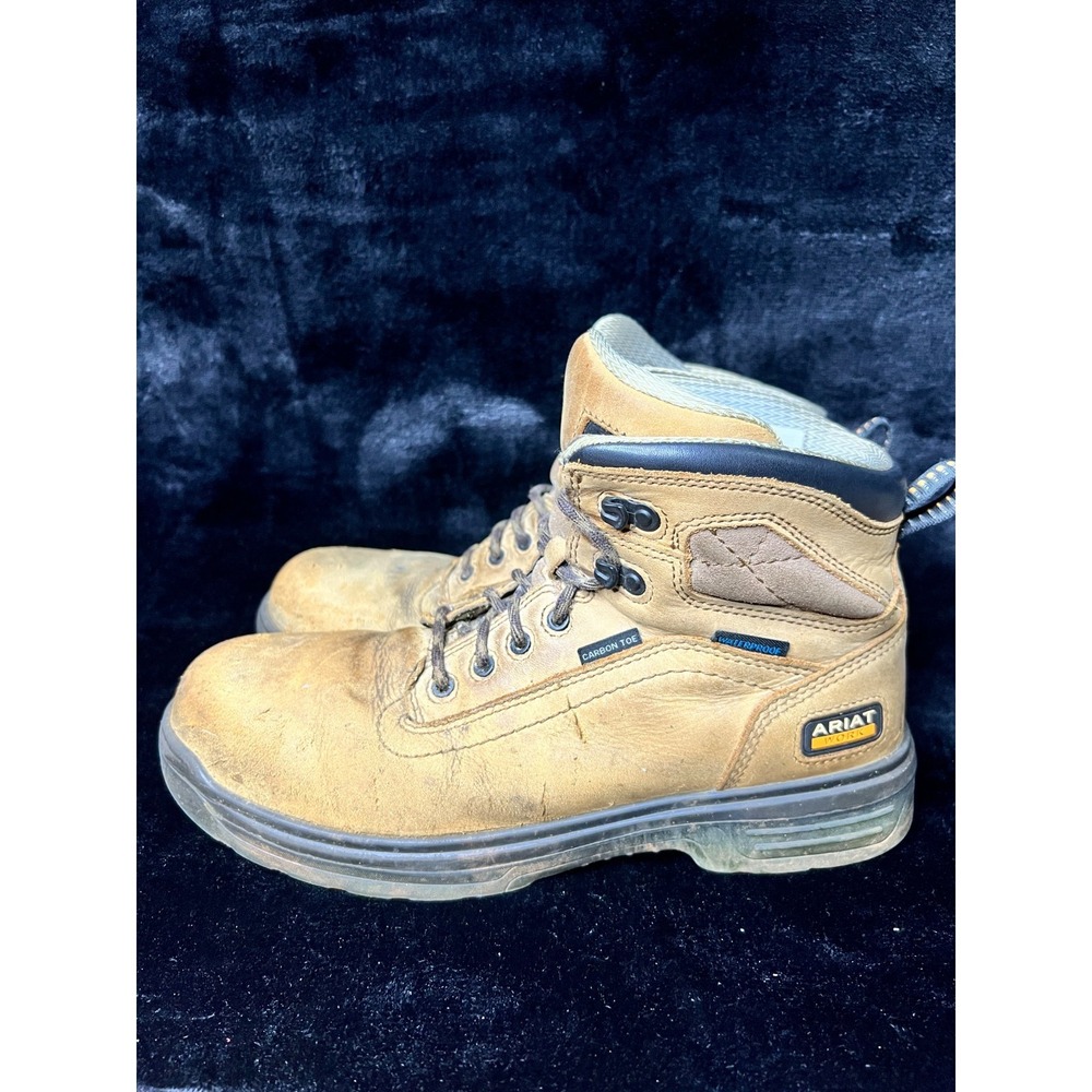 Ariat Turbo 6" Mens US 9.5 EE Work Boots Beige Leather Waterproof Carbon Toe